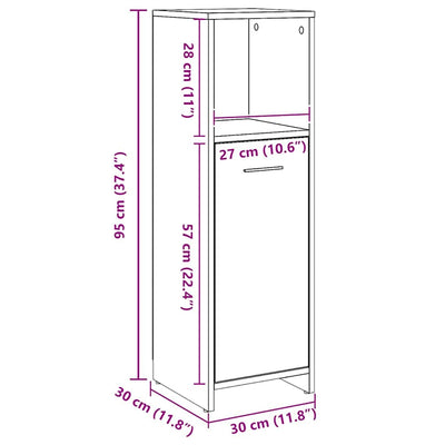Käsityöläinen tammi kylpyhuoneen kaappi Raela 30x30x95cm (puinen)