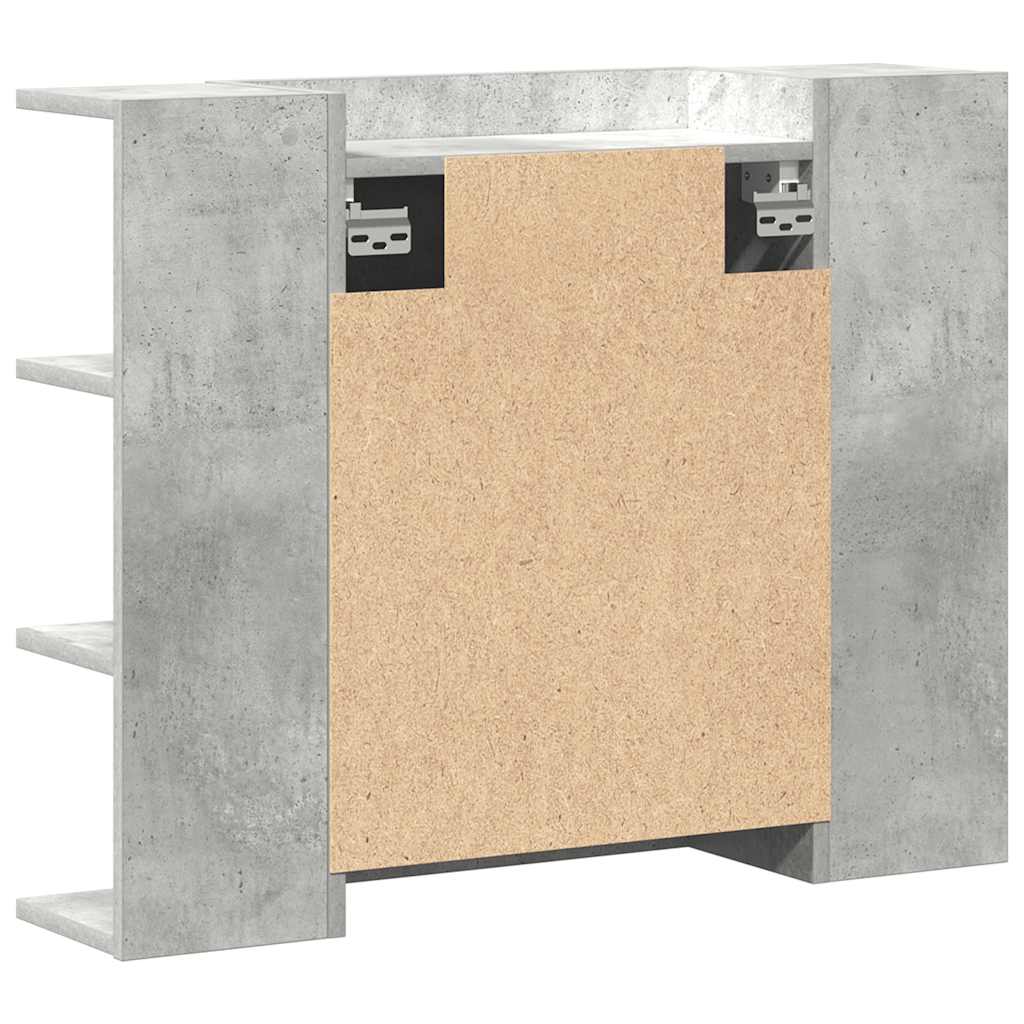 Betoninharmaa kylpyhuoneen peilikaappi Cadipe 80x20,5x64cm (lastulevy)