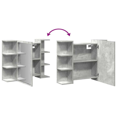 Betoninharmaa kylpyhuoneen peilikaappi Cadipe 80x20,5x64cm (lastulevy)