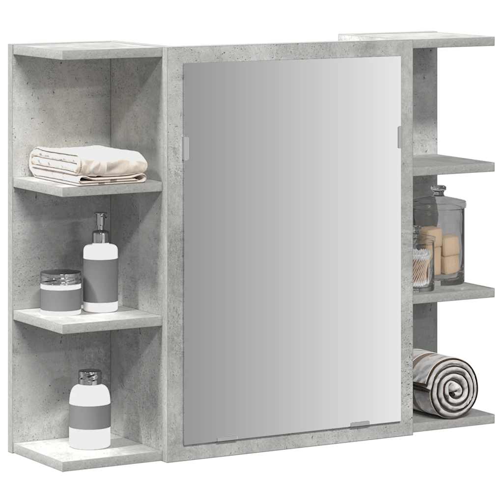 Betoninharmaa kylpyhuoneen peilikaappi Cadipe 80x20,5x64cm (lastulevy)