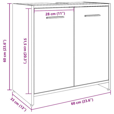 kylpyhuoneen pesuallaskaappi betoni harmaa 60x33x60 cm