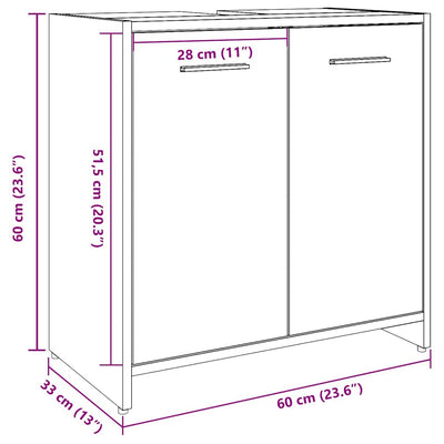 Vanha puu kylpyhuoneen pesuallaskaappi Ghiursel 60x33x60cm
