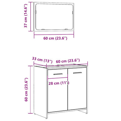 Betoninharmaa kylpyhuoneen kaappi peilillä Sinigalia (puinen)