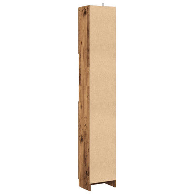 Kylpyhuonekaappi vanhaa puuta 32x25,5x190 cm lastulevy