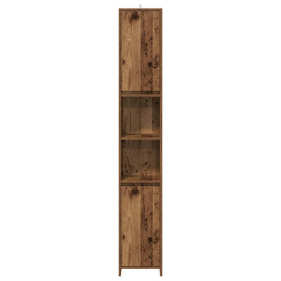 Kylpyhuonekaappi vanhaa puuta 30x30x183,5 cm lastulevy