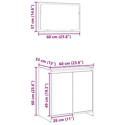 Kylpyhuoneen kalustesarja Tibian (2-osainen, tammi puinen)