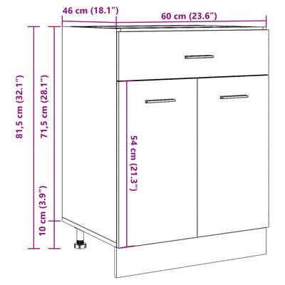 Alalipastokaappi Vanha Puu 60x46x81,5 cm lastulevy