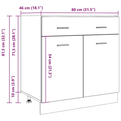 Alalipastokaappi betoninharmaa 80x46x81,5 cm lastulevy