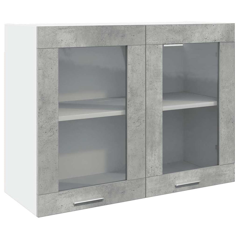 Harmaa riippuva lasikaappi Pompilas 80x31x60cm (betoni)
