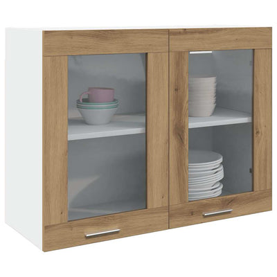 Riippuva lasikaappi Käsityöläinen tammi 80x31x60cm tekninen puu