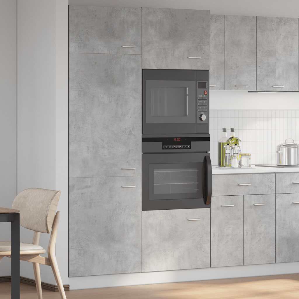 Betoninharmaa kaappi jääkaapille Pompilas 60x57x207cm (lastulevy)