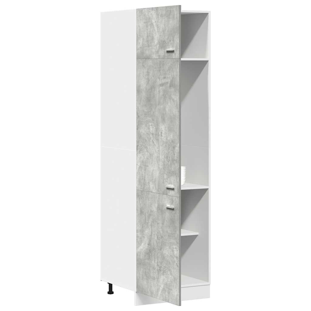 Betoninharmaa kaappi jääkaapille Pompilas 60x57x207cm (lastulevy)