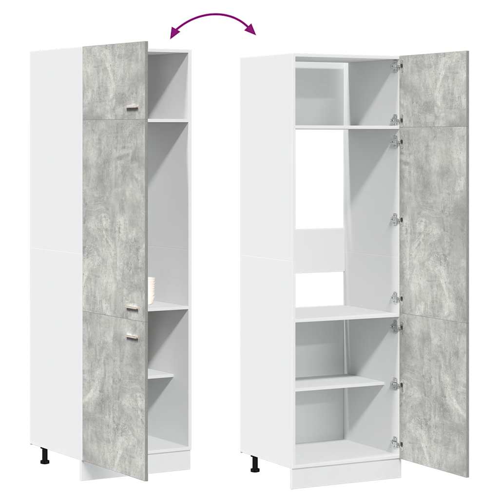 Betoninharmaa kaappi jääkaapille Pompilas 60x57x207cm (lastulevy)
