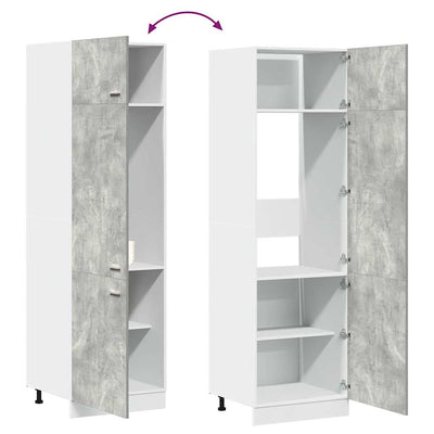 Kaappi jääkaapille betoninharmaa 60x57x207 cm lastulevy