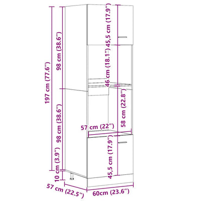 Betoninharmaa mikroaaltouunin kaappi Pompilas 60x57x207cm (lastulevy)