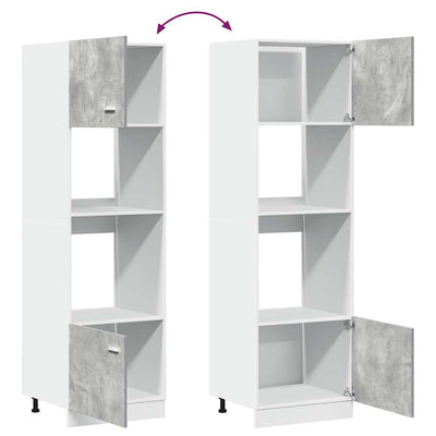 Mikroaaltouunin kaappi betoninharmaa 60x57x207 cm lastulevy