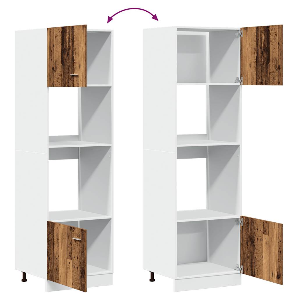 Vanha puu mikroaaltouunin kaappi Pompilas 60x57x207cm (lastulevy)