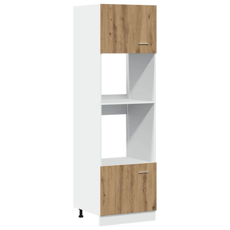 Käsityöläinen tammi kaappi mikroaaltouunille Pompilas 60x57x207cm