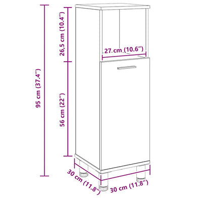 Käsityöläinen tammi kylpyhuoneen kaappi Alecolina 30x30x95cm (puinen)