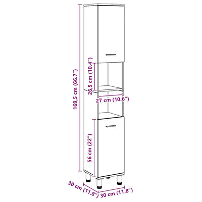 Artesaani tammi kylpyhuoneen kaappi Staji 30x30x179cm (puinen)