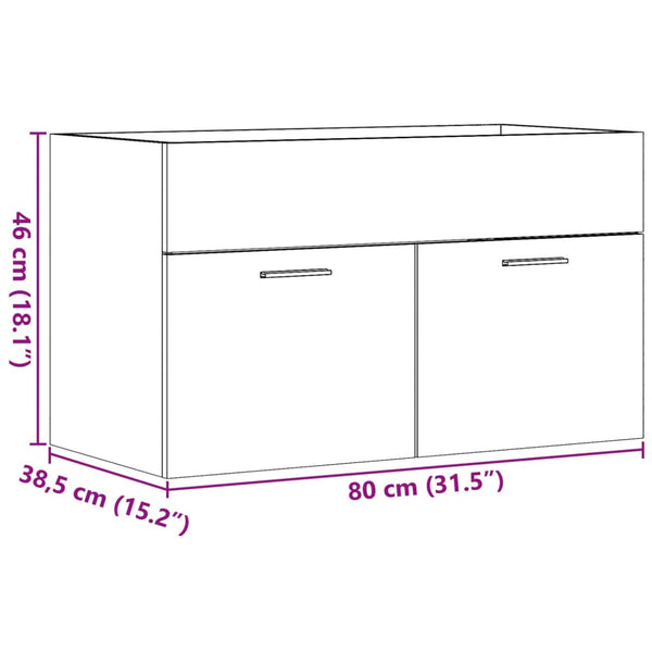 Allaskaappi Sonoma-tammi 80x38,5x46 cm lastulevy