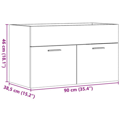 kylpyhuoneen pesuallaskaappi betoni harmaa 90x38,5x46 cm