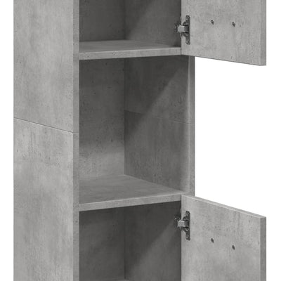 Kylpyhuoneen seinäkaappi betoninharmaa 30x30x130 cm lastulevy