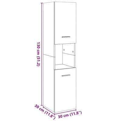 Vanha puu kylpyhuoneen seinäkaappi Anghil 30x30x130cm (puinen)