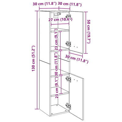 Vanha puu kylpyhuoneen seinäkaappi Anghil 30x30x130cm (puinen)