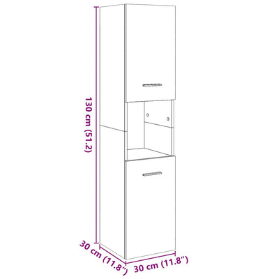 Kylpyhuoneen seinäkaappi artesaani Anghil 30x30x130cm (puinen)