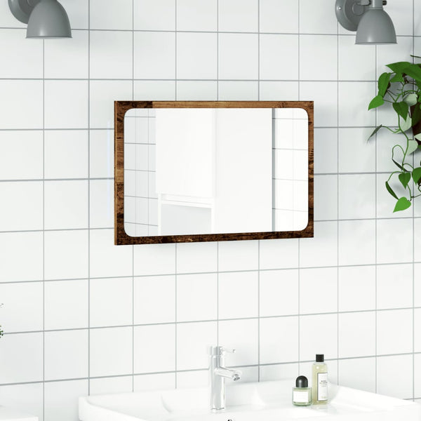 Kylpyhuoneen peili LED-valoilla vanha puu 60x8,5x38 cm