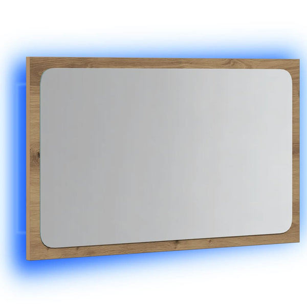 Kylpyhuoneen peili LED-valoilla artesaani tammi 60x8,5x38 cm
