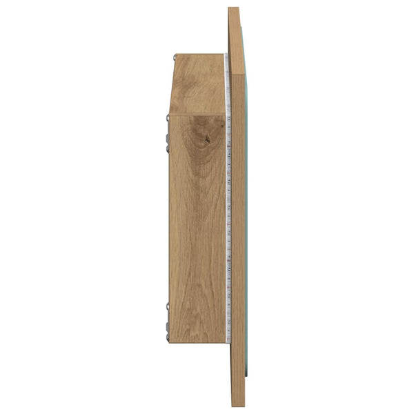 Kylpyhuoneen peili LED-valoilla artesaani tammi 60x8,5x38 cm