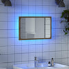 Kylpyhuoneen peili LED-valoilla artesaani tammi 60x8,5x38 cm