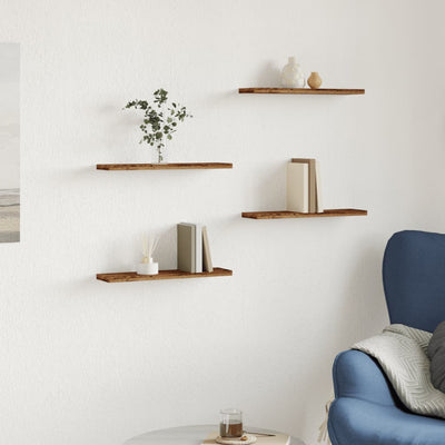 Seinähyllyt 4 kpl vanha puu 40x10x1,5 cm tekninen puu