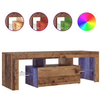 Vanha puu tv-kaappi led-valoilla Lupeanu 120x36,5x40cm (teknillinen puu)