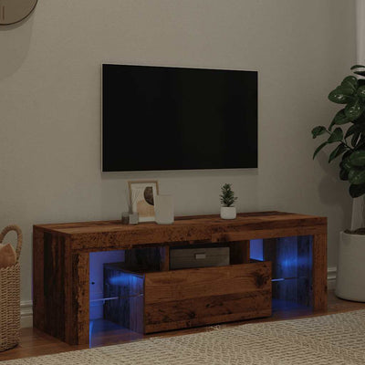 Vanha puu tv-kaappi led-valoilla Lupeanu 120x36,5x40cm (teknillinen puu)