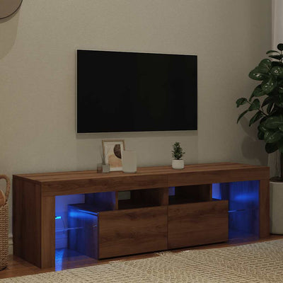 Käsityöläinen tammi tv-kaappi led-valoilla Grozdana 140x36,5x40cm