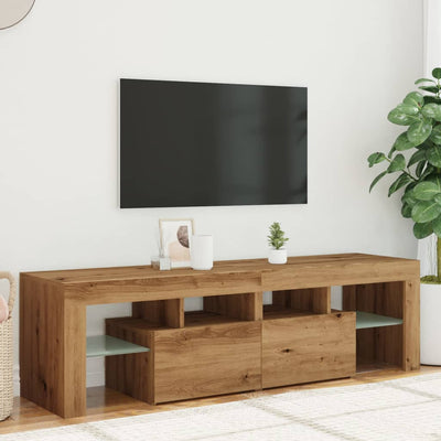 TV-kaappi LED-valoilla käsityöläinen tammi 140x36,5x40 cm