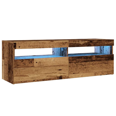 Vanha puu tv-kaappi led-valoilla Noela 120x35x40cm (teknillinen puu)