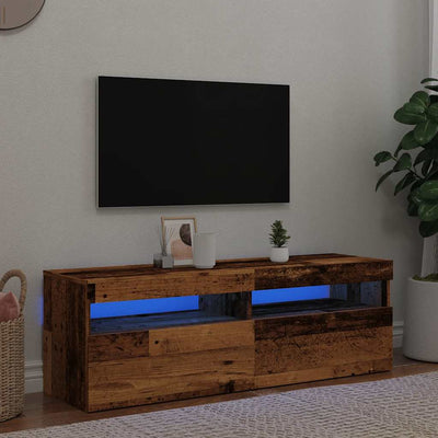 Vanha puu tv-kaappi led-valoilla Noela 120x35x40cm (teknillinen puu)