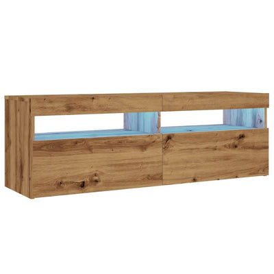 TV-kaappi LED-valoilla käsityöläinen tammi 120x35x40 cm