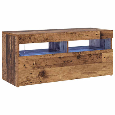 Vanha puu tv-kaappi led-valoilla Noela 90x35x40cm (teknillinen puu)