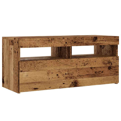 TV-kaappi LED-valoilla vanha puu 90x35x40 cm teknillinen puu
