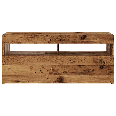 TV-kaappi LED-valoilla vanha puu 90x35x40 cm teknillinen puu