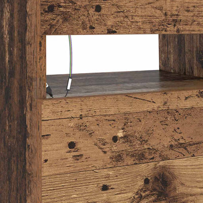 Vanha puu tv-kaappi led-valoilla Noela 90x35x40cm (teknillinen puu)