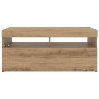 Käsityöläinen tammi tv-kaappi led-valoilla Noela 90x35x40cm