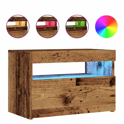 TV-kaappi LED-valoilla Old Wood 60x35x40 cm Engineered Wood