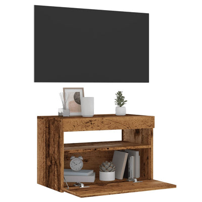 TV-kaappi LED-valoilla Old Wood 60x35x40 cm Engineered Wood