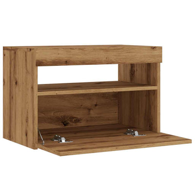 TV-kaappi LED-valoilla käsityöläinen tammi 60x35x40 cm
